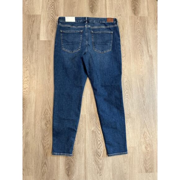 NWT American Eagle Luxe Stretch Dark Rich Indigo High-Rise Jegging Size 18L - Picture 2 of 5